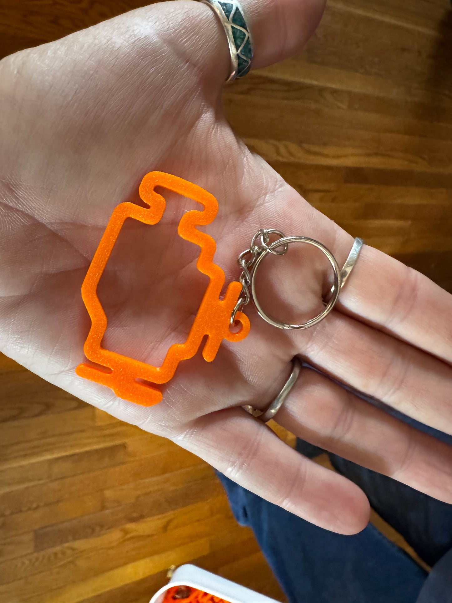 Ralphie's NEW 3D Printed Check Engine Light Keychain in Orange