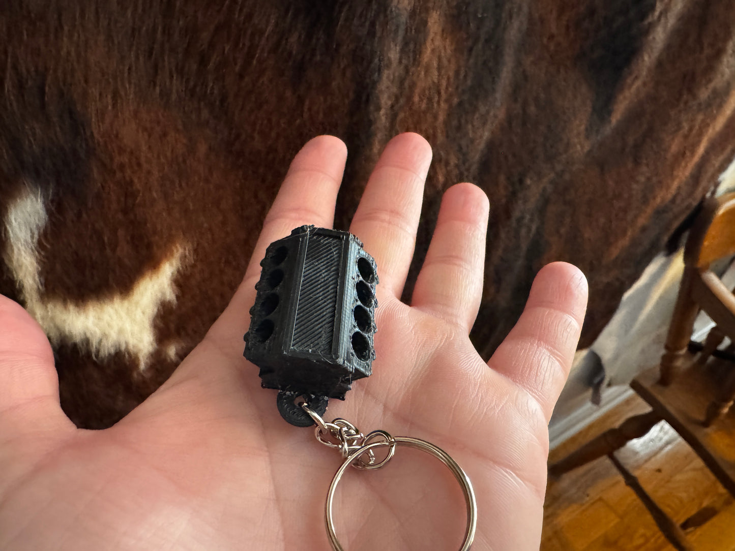 Ralphie's 3D Printed Prototype Engine Block Keychain