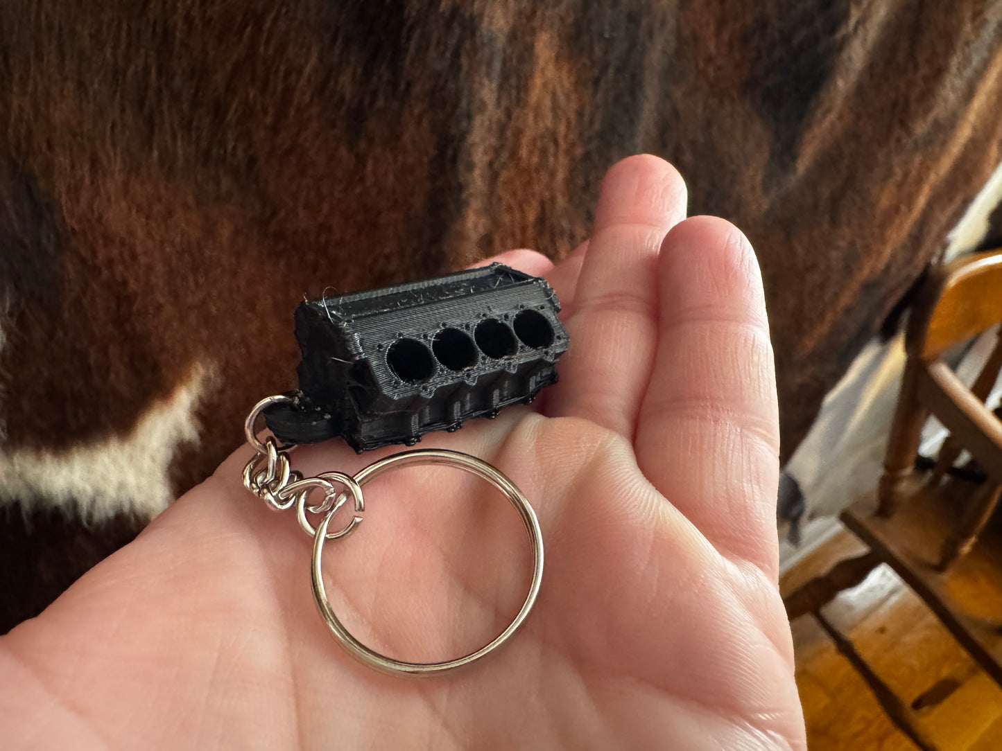Ralphie's 3D Printed Prototype Engine Block Keychain