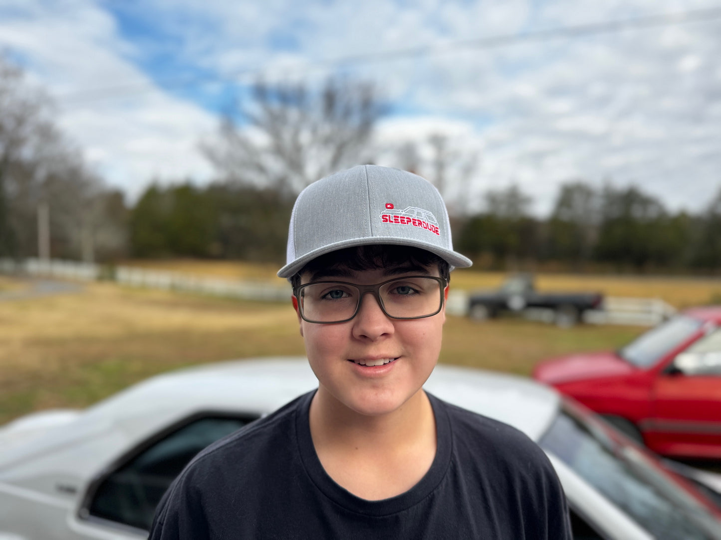 A Sleeperdude  Richardson 112 Adjustable Gray WHITE LOGO