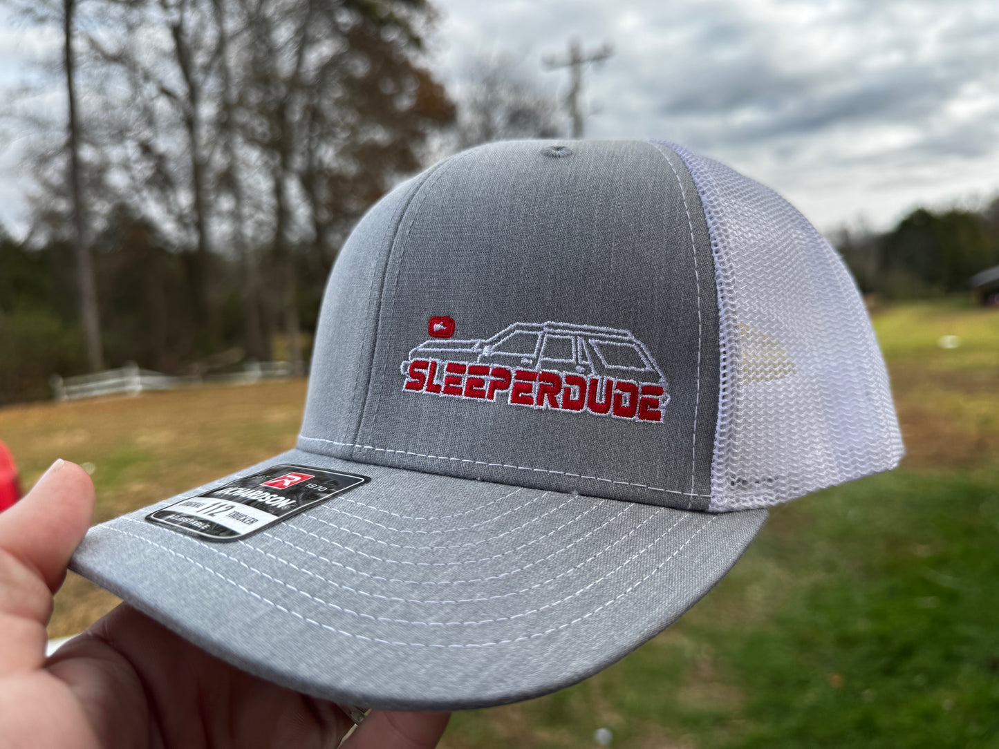 A Sleeperdude  Richardson 112 Adjustable Gray WHITE LOGO