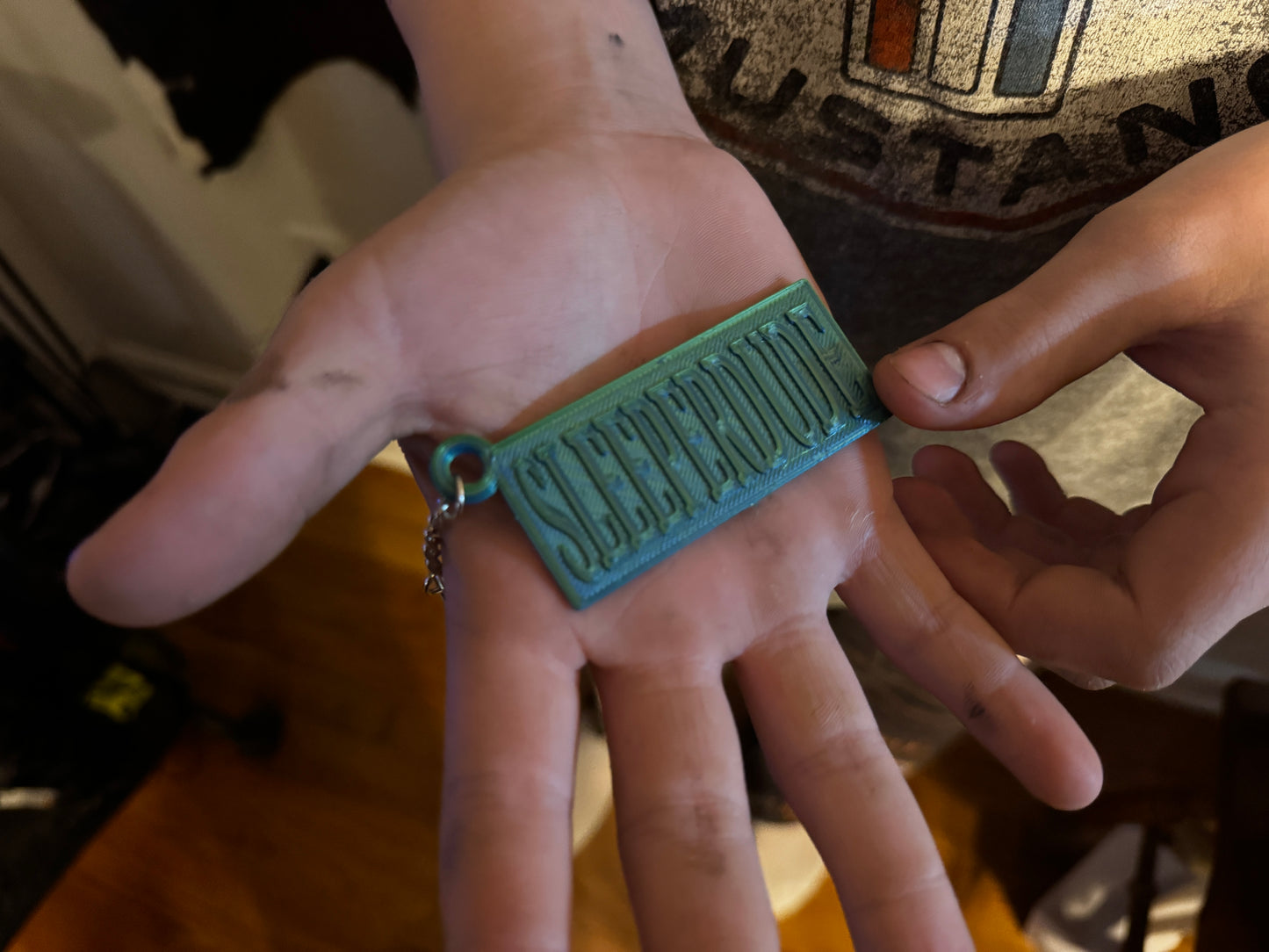 Ralphie's 3D Printed Prototype SLEEPERDUDE keychain! (GREENISH BLUE)