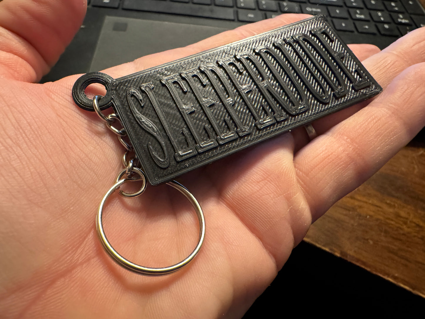 Ralphie's 3D Printed Prototype BLACK SLEEPERDUDE keychain